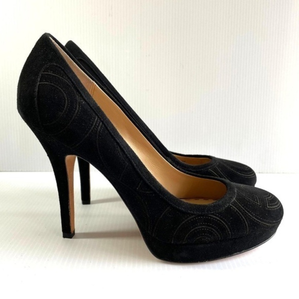 Coach Black Stiletto Heels with Peep-Toe and Platform